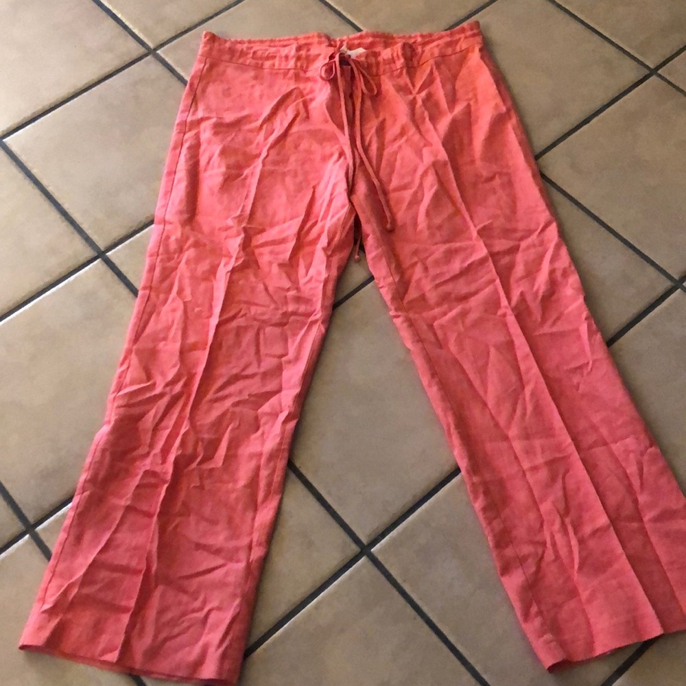 Pink coral linen pants